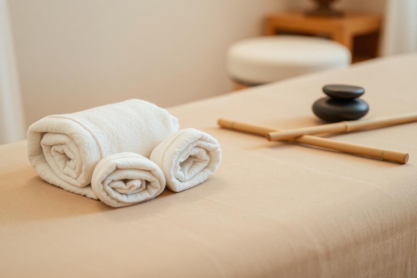 Sala preparada para massagem corporal na Clínica Dra. Marta Reis